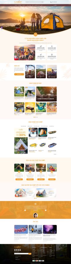 Theme wordpress bán lều bạt camping cắm trại HOT giá rẻ